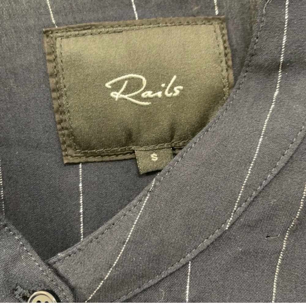 Rails Piper Panama Stripe Button Ruffle Top S - image 4